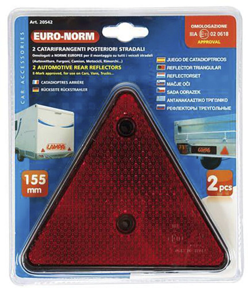 Reflektor kolmnurk punane 2 tk