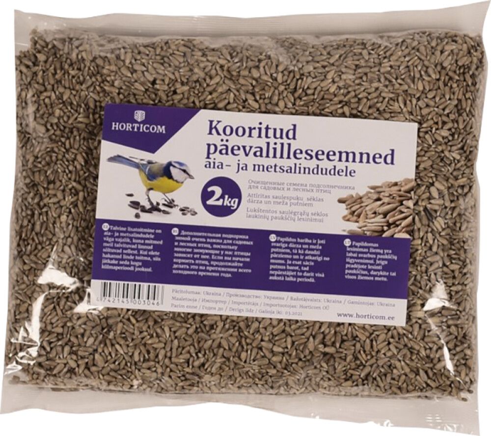 Kooritud päevalilleseemned Horticom 2 kg