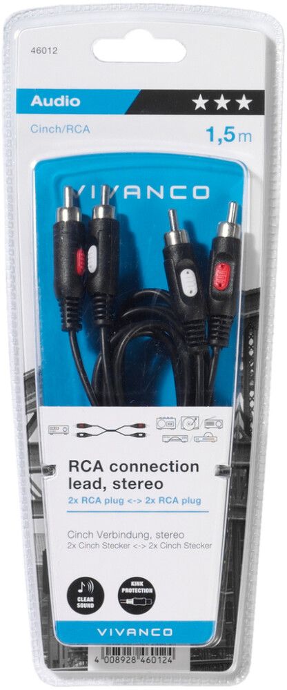 Audiokaabel Vivanco RCA stereo 1,5 m