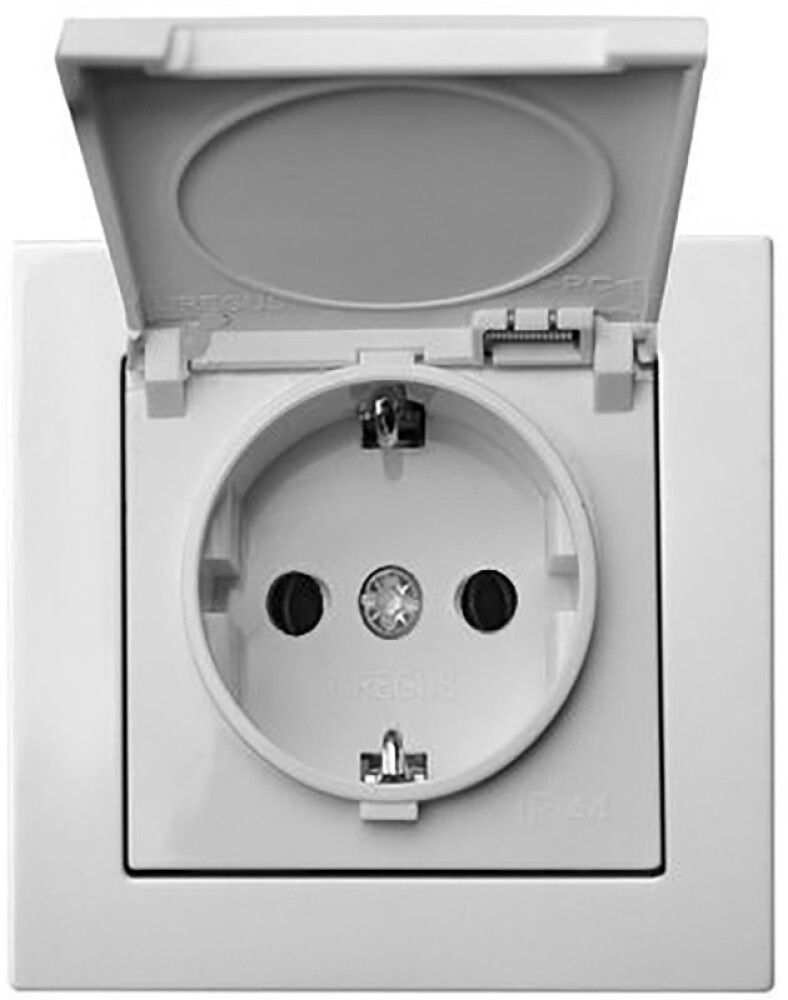 Maandatud kaanega pistikupesa Epsilon valge, raamita