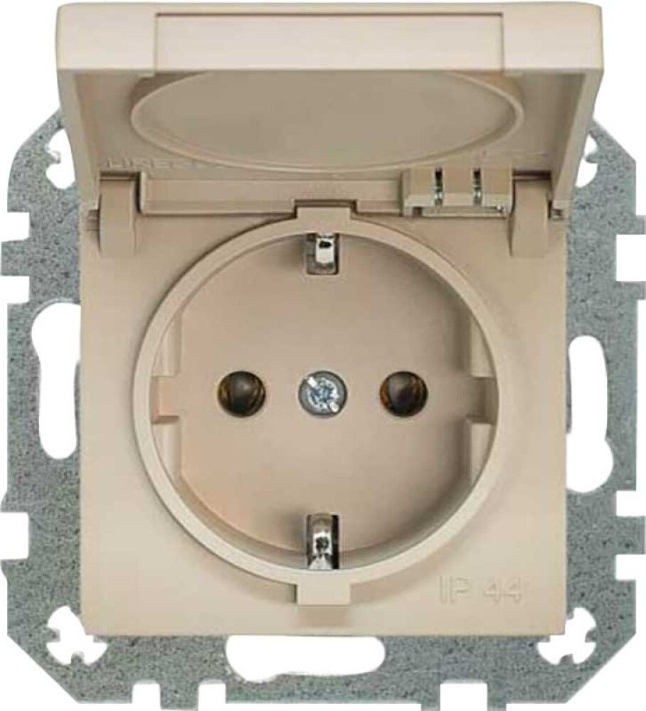 Pistikupesa Liregus Retro Schuko 16 A / 250 V kaanega, beež