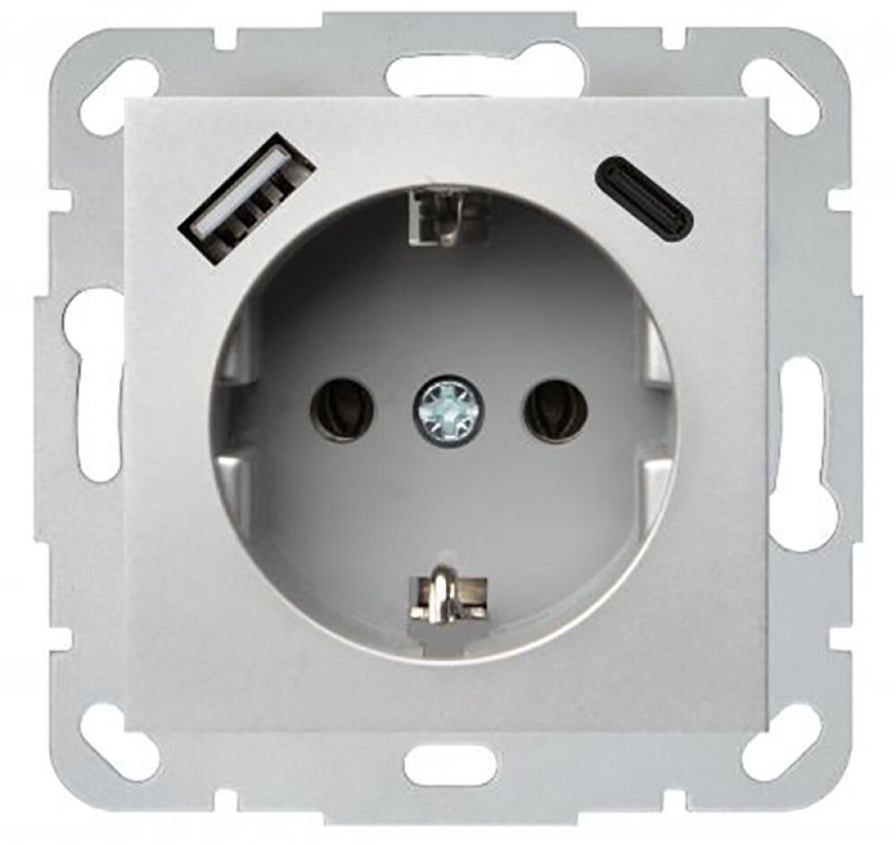 Pistikupesa Liregus Epsilon SCHUKO® USB A+C 3,4 A, metall