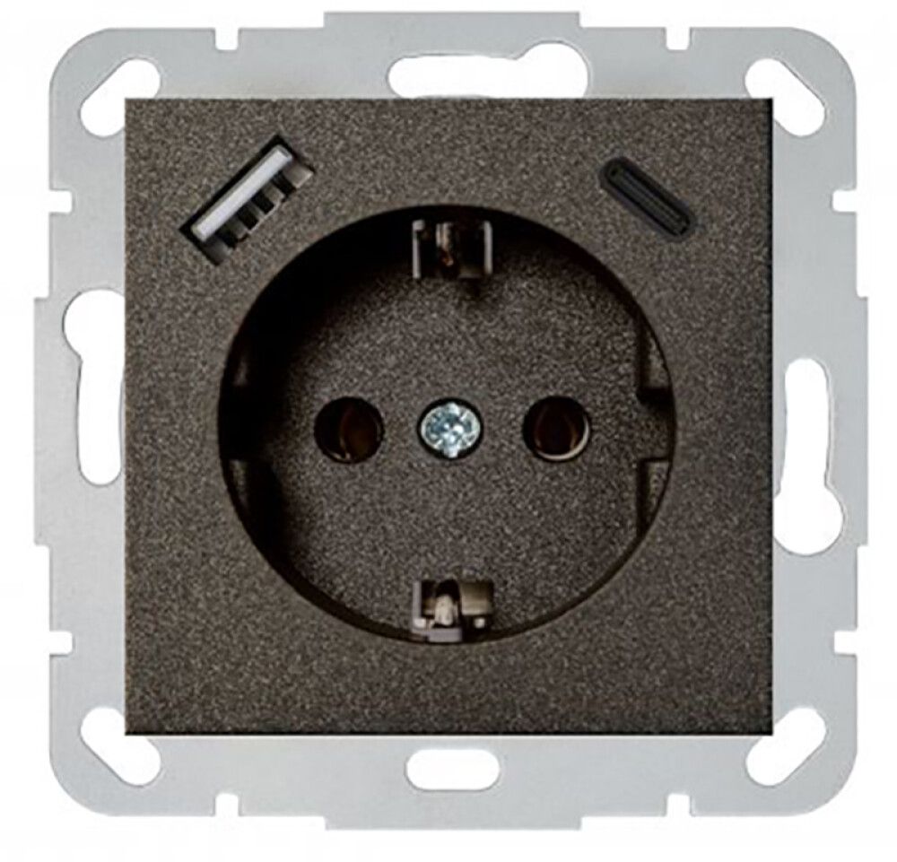 Pistikupesa Liregus Epsilon SCHUKO® USB A+C 3,4 A, must