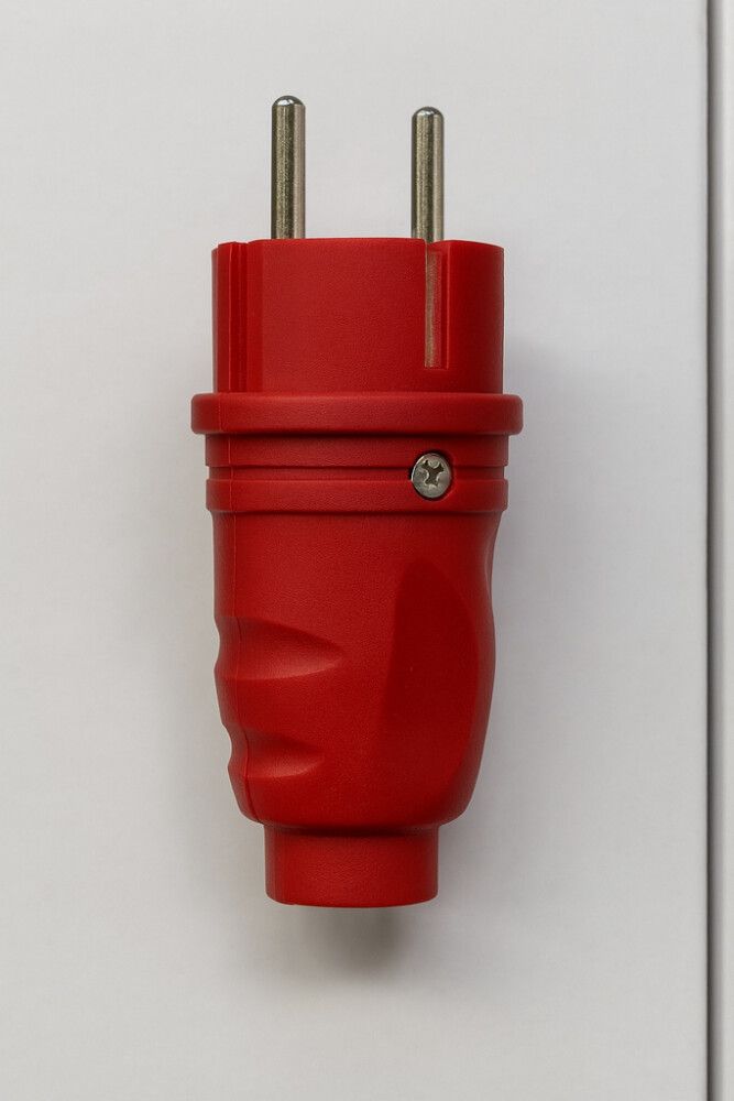 Pistik kummikattega Schuko 16A / 250 V IP44 punane