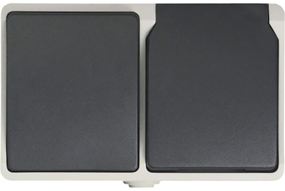 Pistikupesa + lüliti KOMBI 1-ne IP44 hall