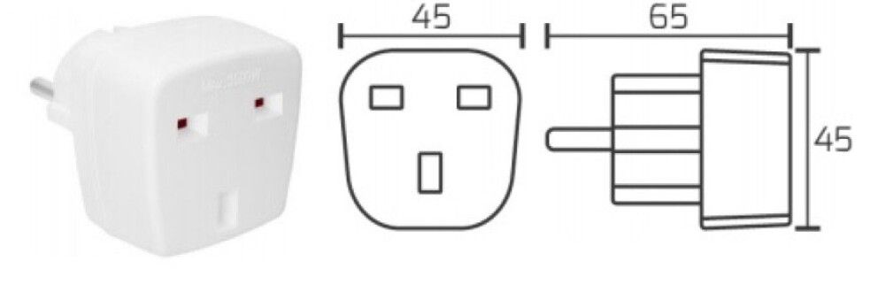 Adapter COL10 EU-UK 230V A10-COL10 AD75 250V 7.5A valge
