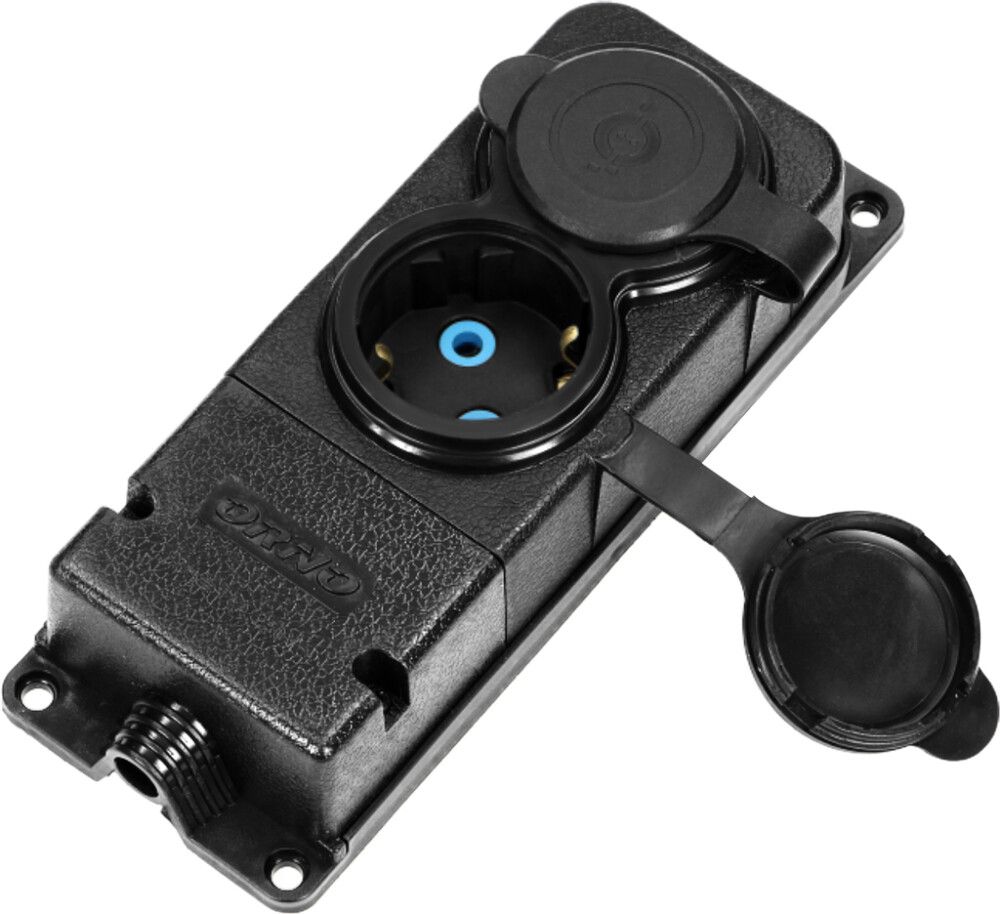 Pistikupesa Orno kummist Schuko 2-ne  IP44 must