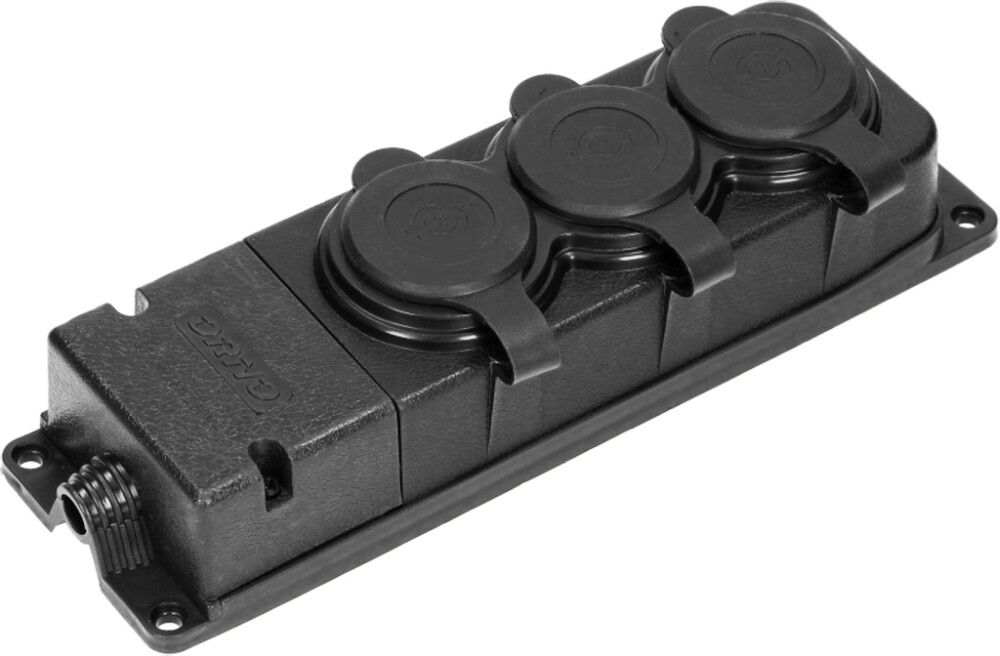 Pistikupesa Orno kummist Schuko 3-ne  IP44 must