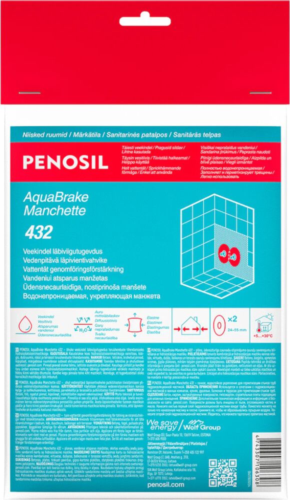 Veekindel läbiviigutugevdus Penosil Aquabrake Manchette 432 55-115 mm