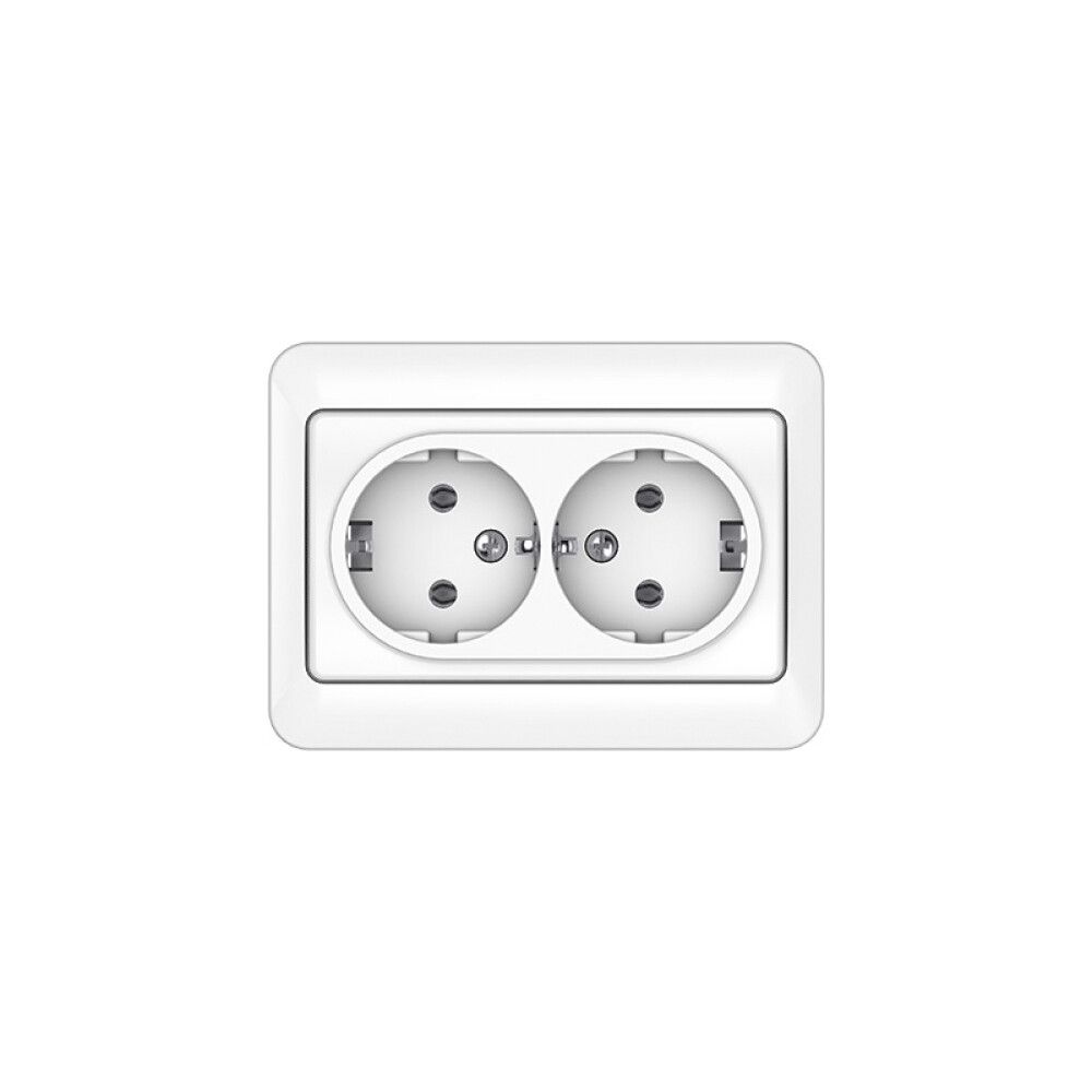 Süvistatav maandusega 2-ne pistikupesa SL valge