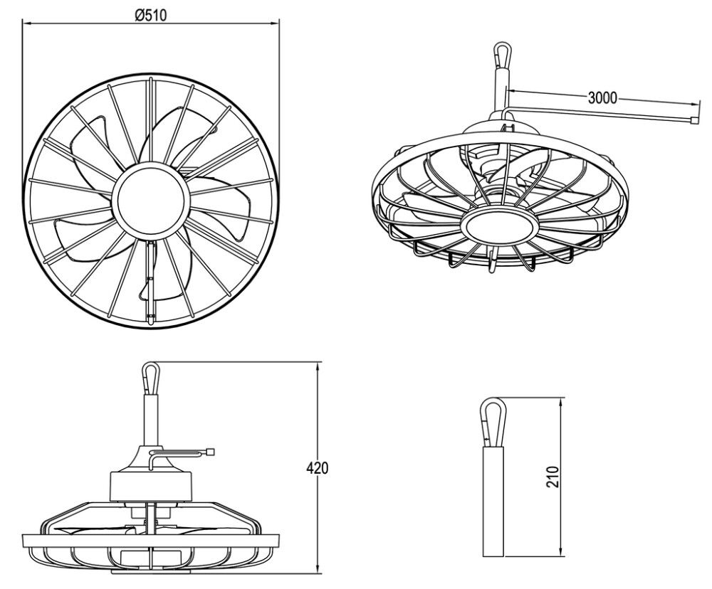 LED-valgusti ventilaatoriga Trio Oslo Ø51cm
