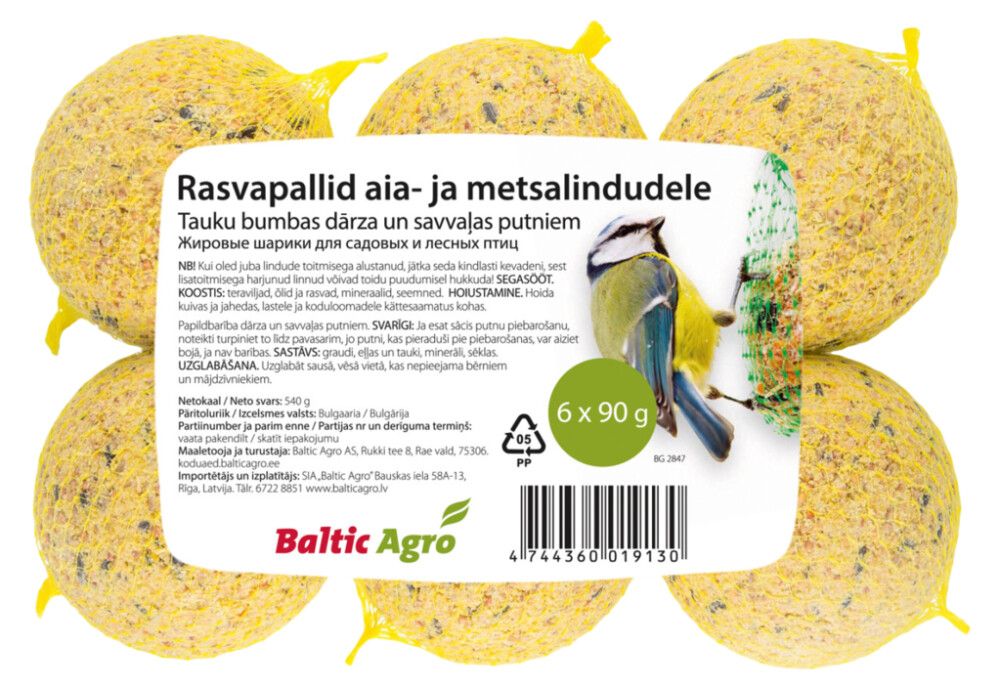 Rasvapallid lindudele 6 x 90 g