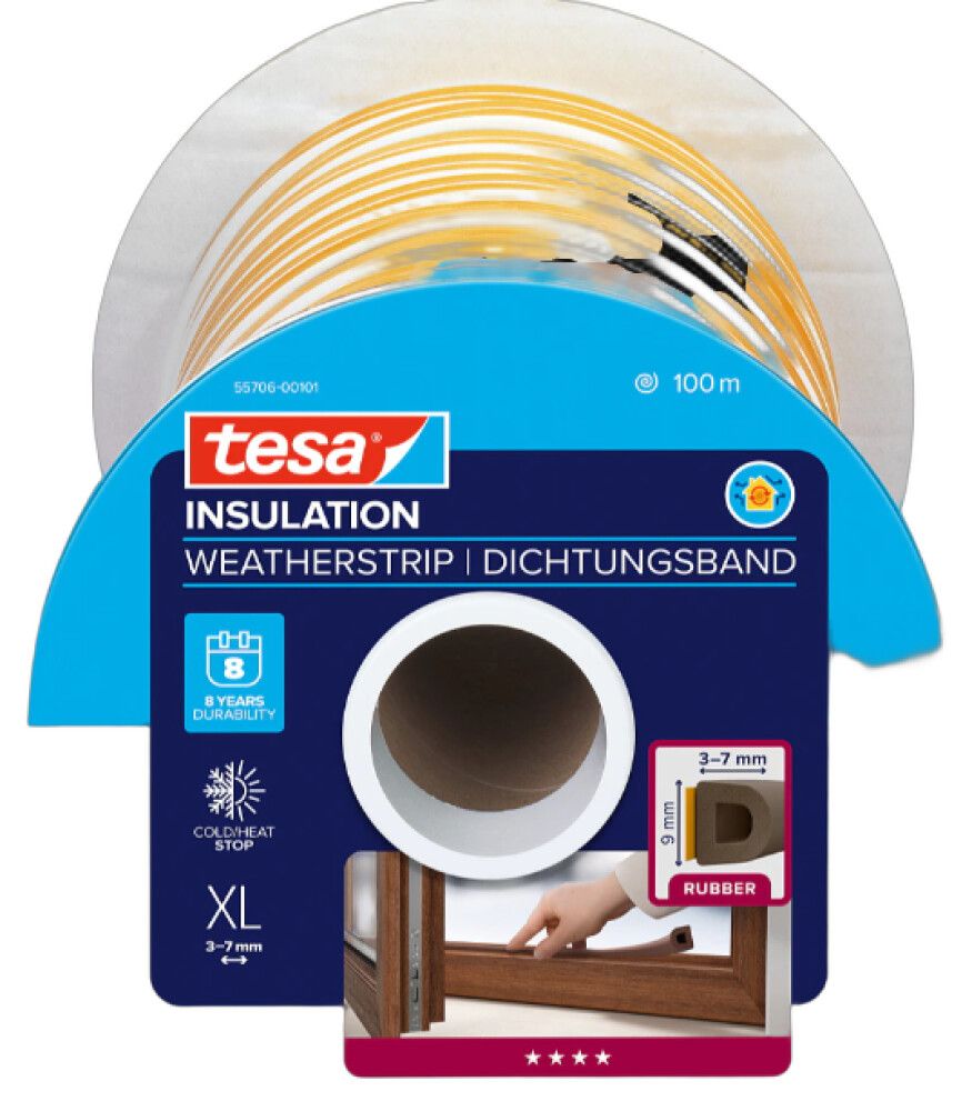 Aknatihend tesa® D-profiil 100 m x 9 mm x 4 mm