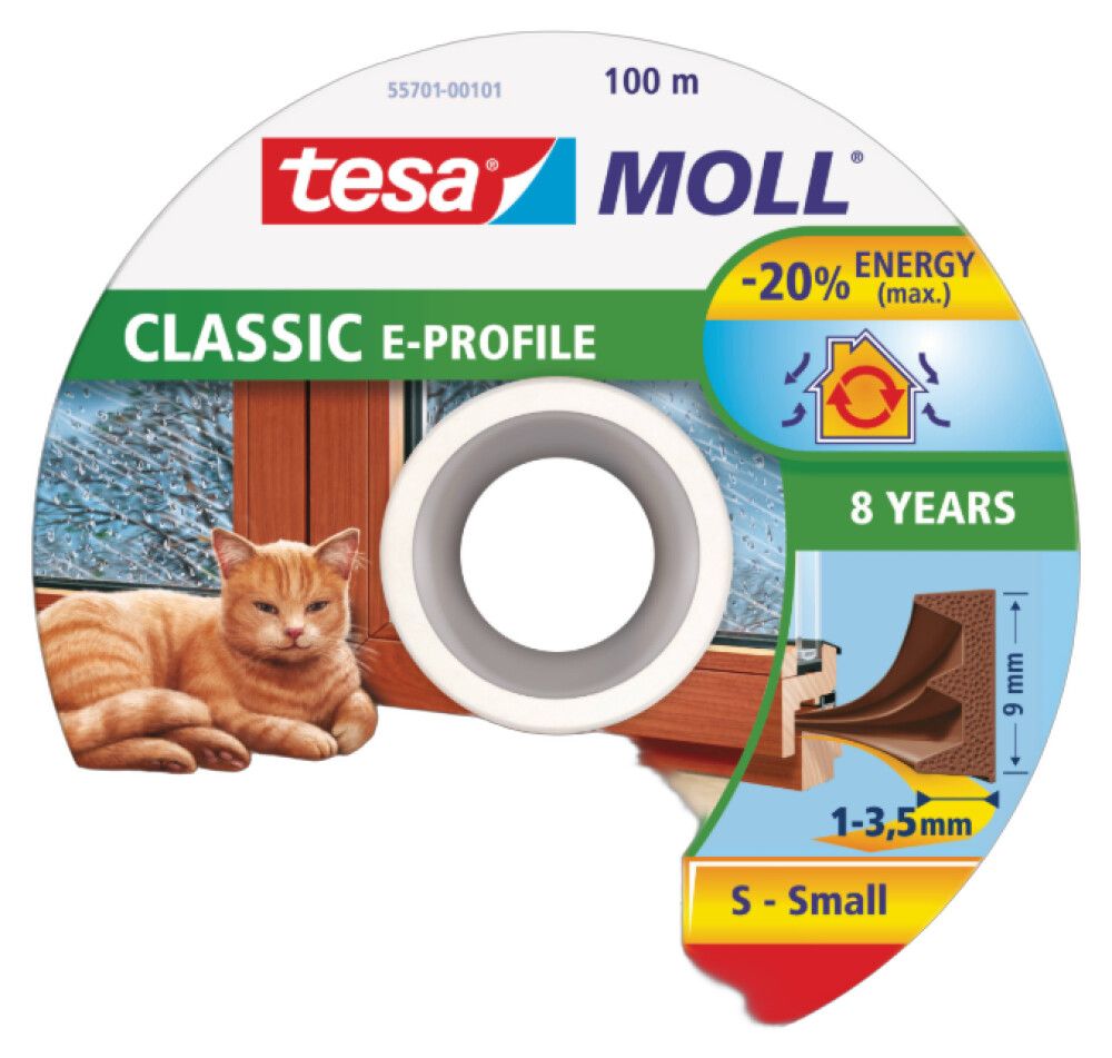 Aknatihend Tesa E-profiil 100 m x 9 mm x 4 mm, pruun