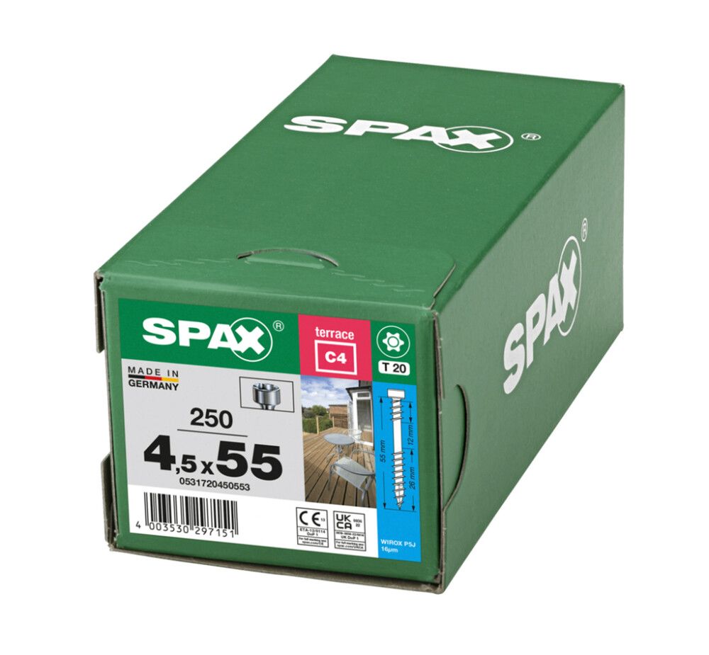 Terrassikruvi Spax T-star plus T20 4,5 x 55 mm 250 tk