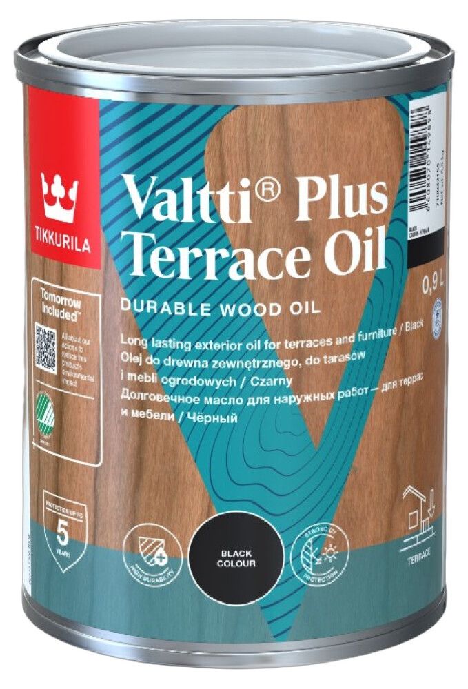 Terrassiõli Tikkurila Valtti Plus Terrace Oil 0,9 l must