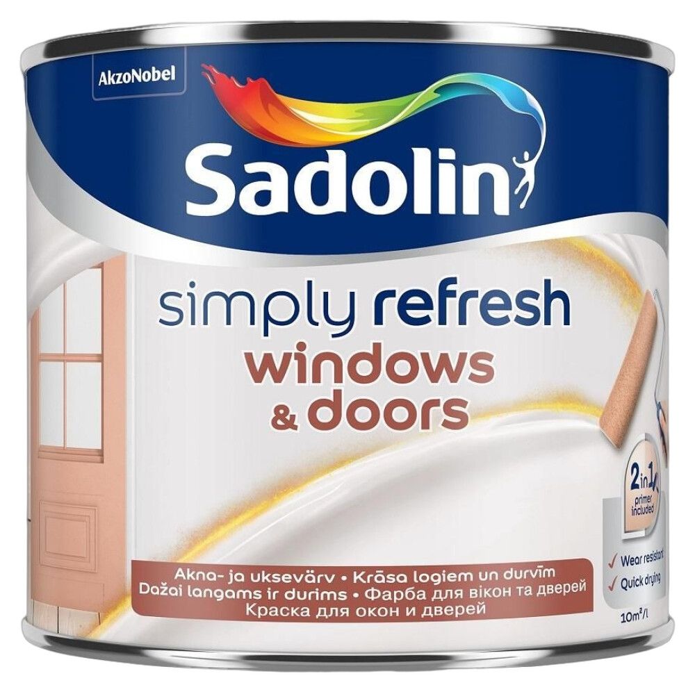 Akna-ja uksevärv Sadolin Simply Refresh Windows & Doors BW poolmatt valge 0,5 l