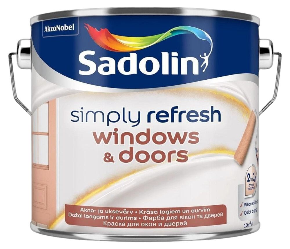Akna-ja uksevärv Sadolin Simply Refresh Windows & Doors BW poolmatt valge 2,5 l