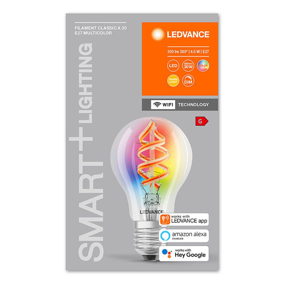 LED-lamp Ledvance SMART+ WIFI Filament RGBW 30 4,5 W/2700 K E27