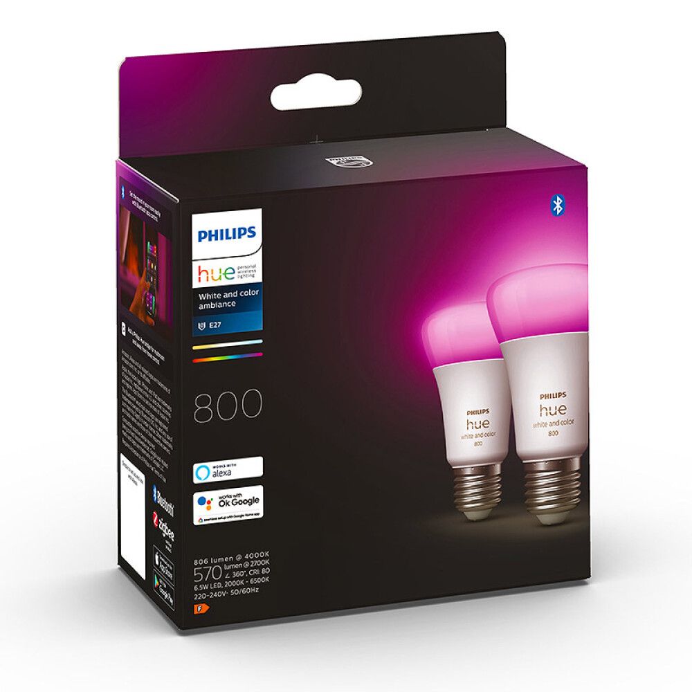 LED-nutilamp Philips Hue White and color 6,5 W E27, 2 tk