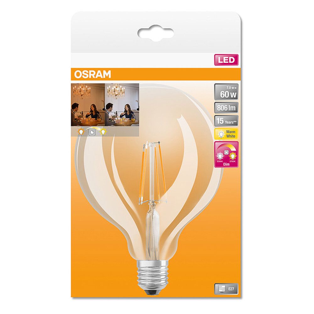 LED-lamp Osram Superstar Classic Globe GLOWIN 60 DIM 6,5 W/2200-2700 K E27