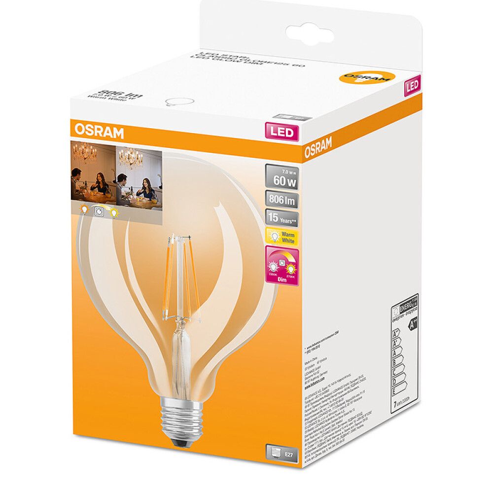 LED-lamp Osram Superstar Classic Globe GLOWIN 60 DIM 6,5 W/2200-2700 K E27