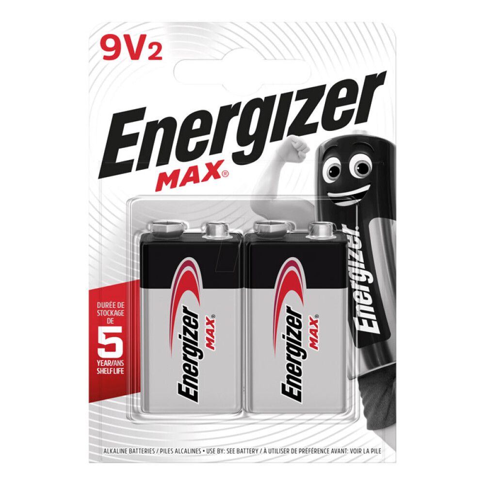 Patareid Energizer Max 9V 6LR61 / PP3 1.5V – 2 tk pakis