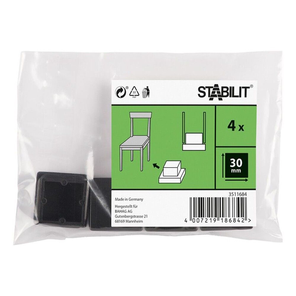 Mööblijalad Stabilit must 30 x 30 mm 4 tk