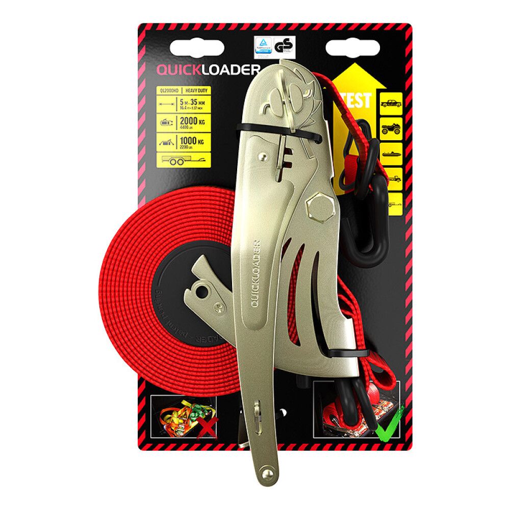 Isekeriv koormarihm Quickloader D-rõngaga 2000 kg 35 mm 5 m