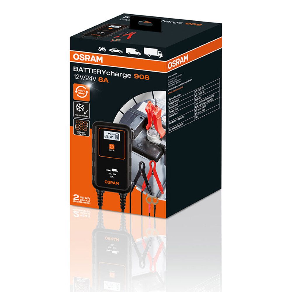 Akulaadija Osram 908 8 A 12/24 V