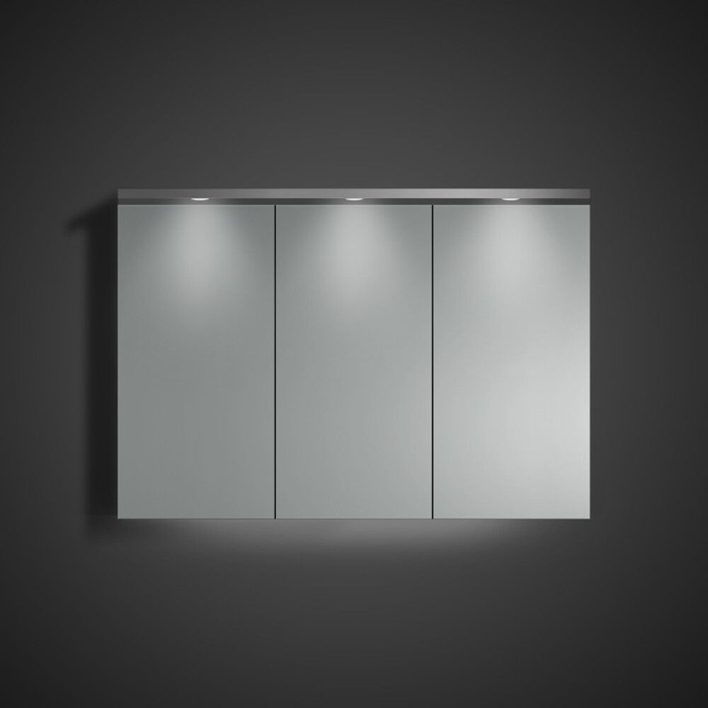 SPEGELSKÅP MED RUND LJUSRAMP GRÅ