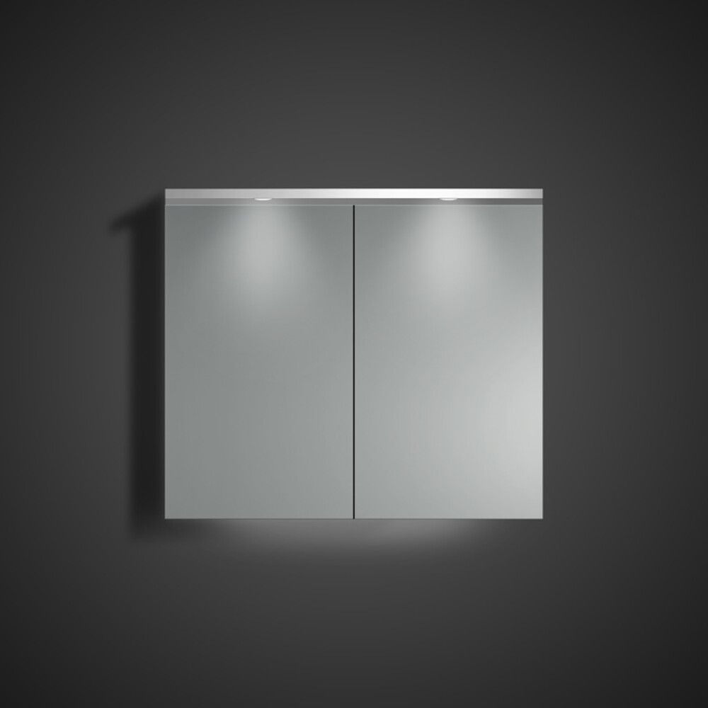 SPEGELSKÅP MED RUND LJUSRAMP VIT