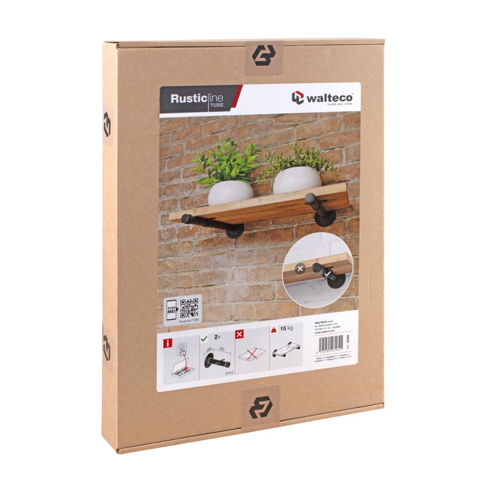 Riiulikanduri komplekt Walteco Rusticline Tube must