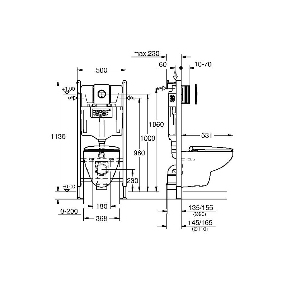 Seinapealne WC komplekt Grohe Solido 5 In 1 Bau Ceramic