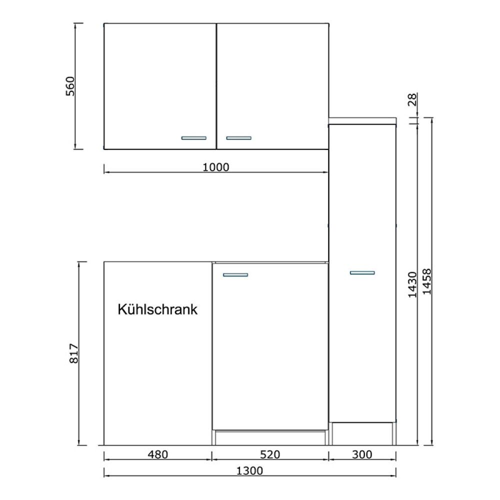 Miniköök Respekta MK130ESWOSS 1,3 m valge/pruun