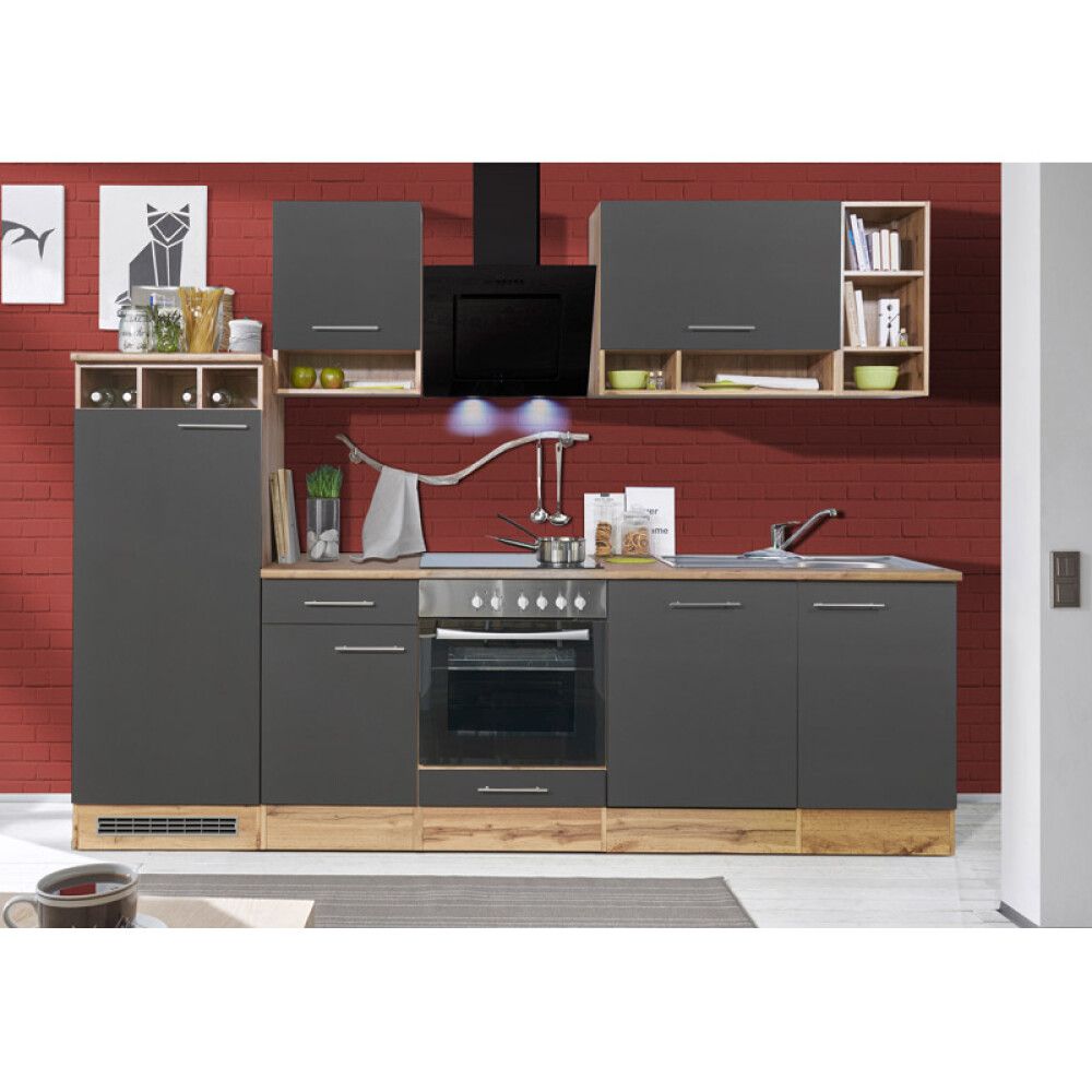 Köögikomplekt Respekta Hilde 2,8 m, hall, keraamiline pliit