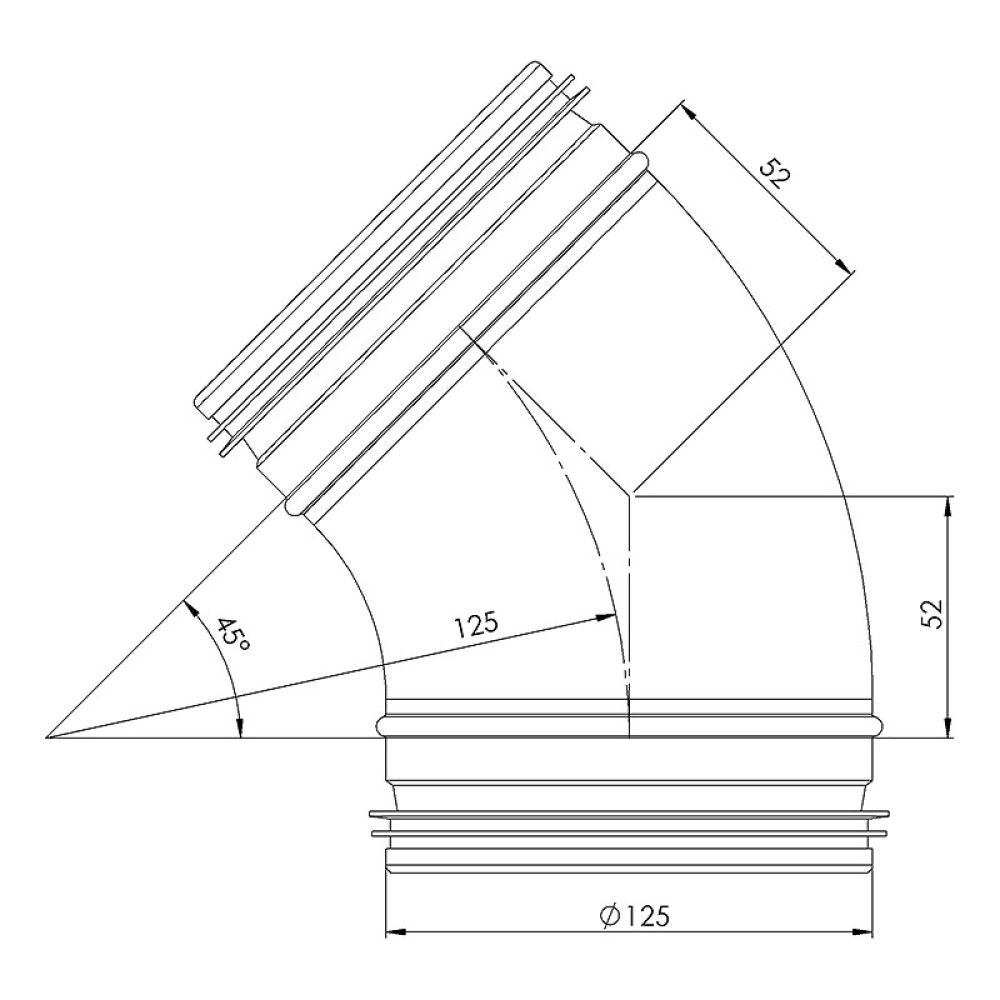 Põlv Europlast 45° 125 mm