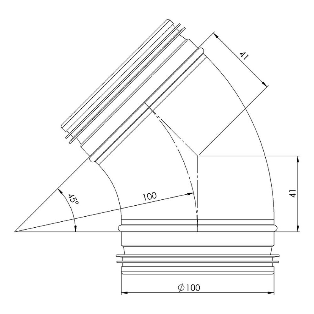 Põlv Europlast 45° 100 mm