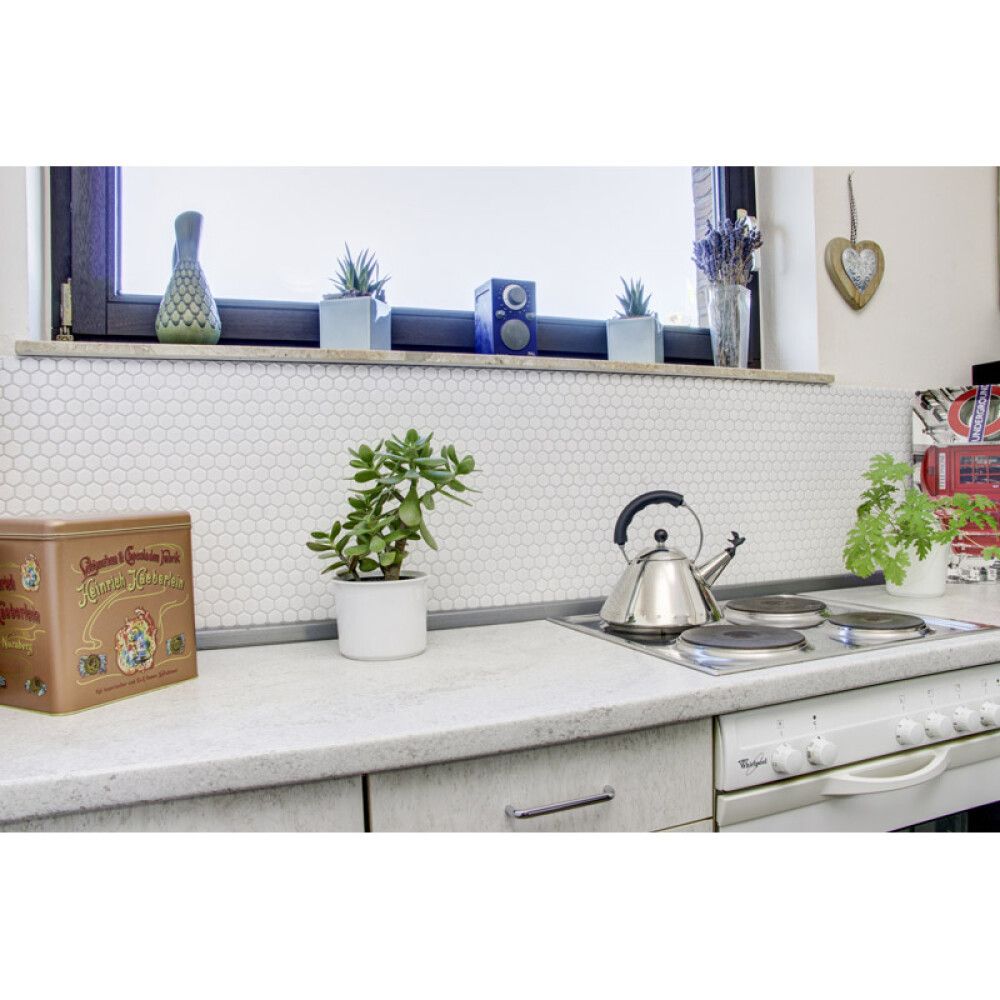 Mosaiik Hexagon valge 26 x 30 cm Läikiv