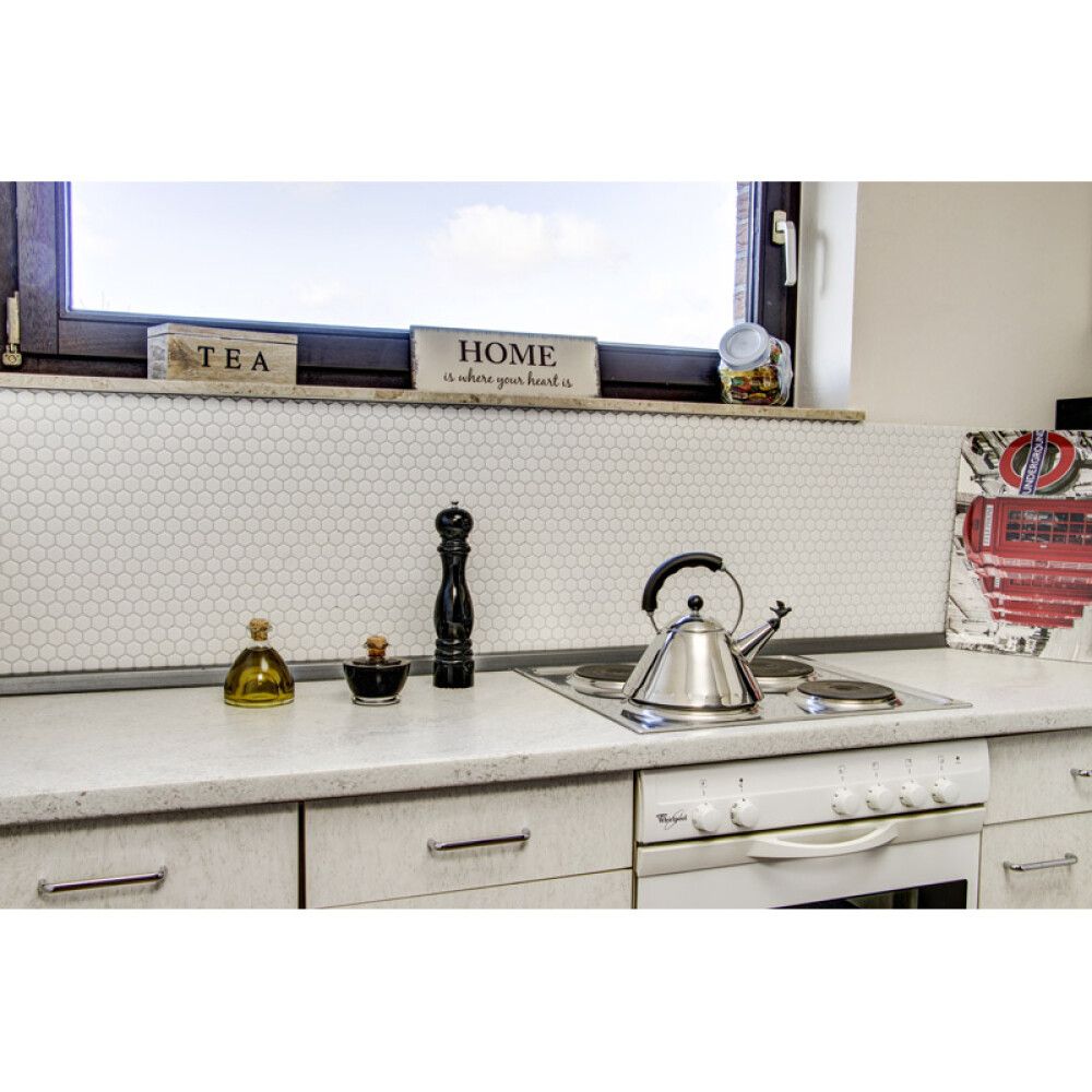 Mosaiik Hexagon valge 26 x 30 cm Matt