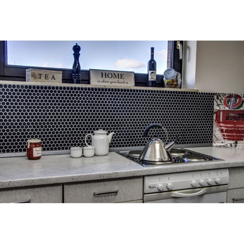 Mosaiik Hexagon must 26 x 30 cm Matt