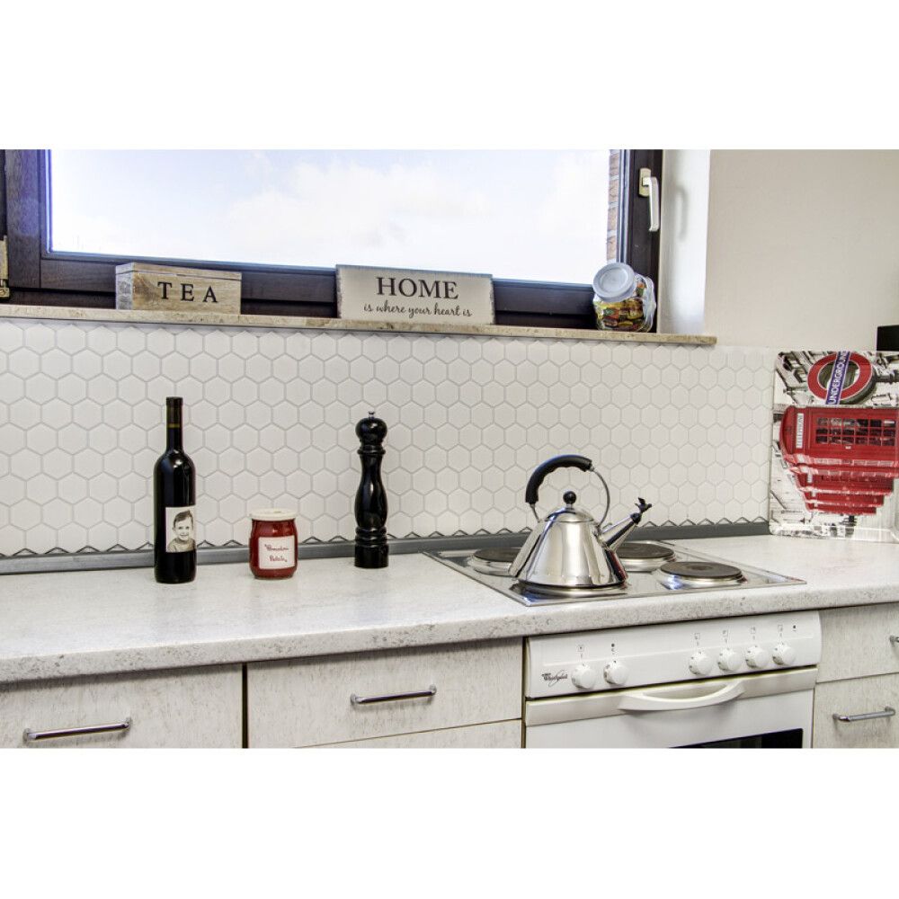 Mosaiik Hexagon valge 32,5 x 28,1 cm Läikiv