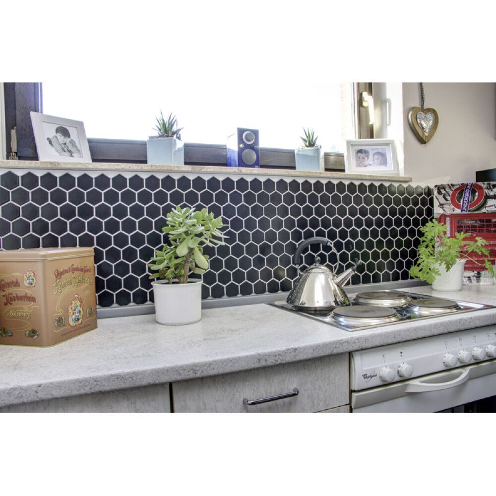 Mosaiik Hexagon must 32,5 x 28,1 cm Matt