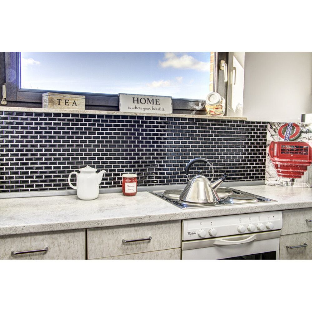 Mosaiik Brick Bond Diamond 30 x 30 cm Must