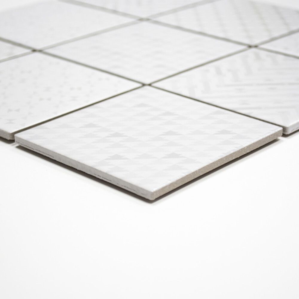 Mosaiik Quadrat Geo valge 30 x 30 cm