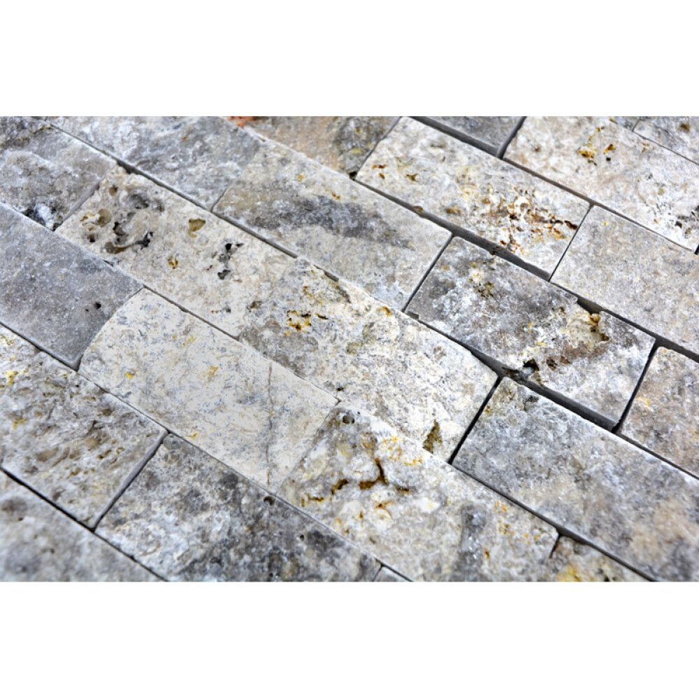 Mosaiik Brick Splitface 3D hõbedane 30,5 x 29 cm