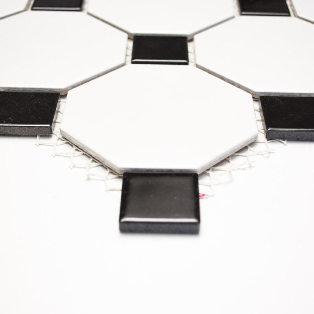 Mosaiikplaat Octa 30x30cm valge/must Must-valge