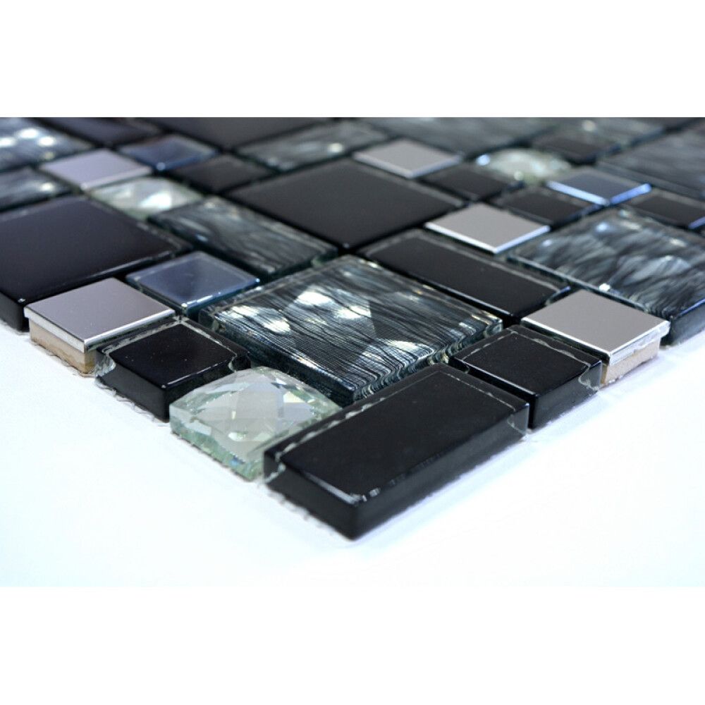 Mosaiikplaat HuH Crystal Mix must/metall 30,5 x 30,5 cm