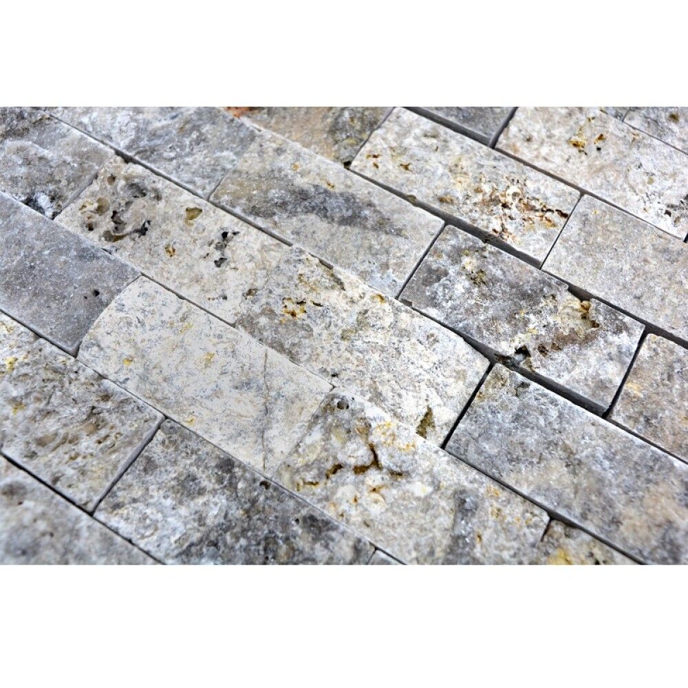 Mosaiik Brick Splitface 3D hõbedane 30,5 x 29 cm