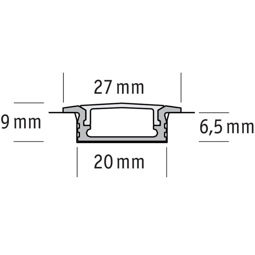 Põrandaprofiil difuusor Paulmann 9 x 2010 x 27 mm, alumiinium